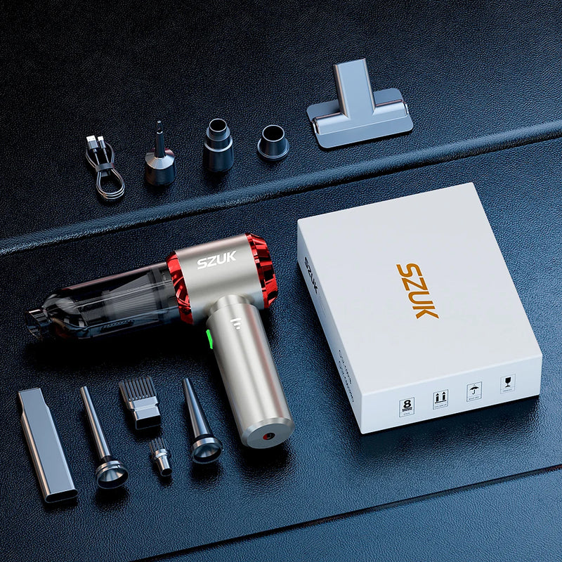 Aspirador Portátil 3 em 1 Sem Fio – Aspira, Sopra e Infla | Recarregável 100W com Filtro HEPA