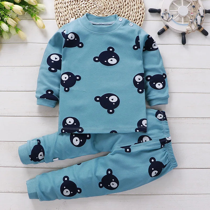 Conjunto Infantil de Algodão – Roupas de Inverno e Outono | Meninos e Meninas | Pijama ou Roupa de Dormir | Presente de Natal
