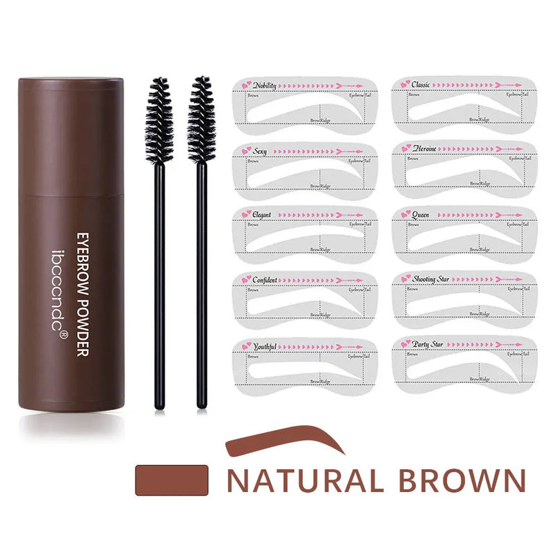 ibcccndc Eyebrow Stamp Kit with 10 Molds + 2 Brushes – 3 Colors, Waterproof, Long Lasting, Natural Filling
