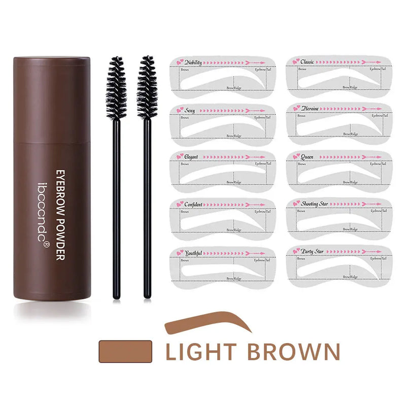 ibcccndc Eyebrow Stamp Kit with 10 Molds + 2 Brushes – 3 Colors, Waterproof, Long Lasting, Natural Filling