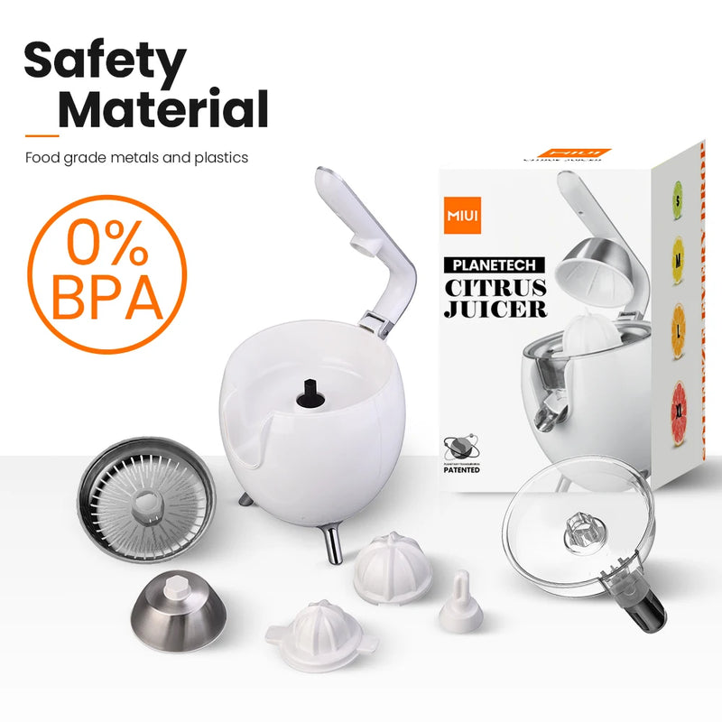 Espremedor de Frutas Cítricas Profissional MIUI Planetech – 200W, Motor Cobre Puro, BPA Free, Inox, Uso Comercial / Domiciliar