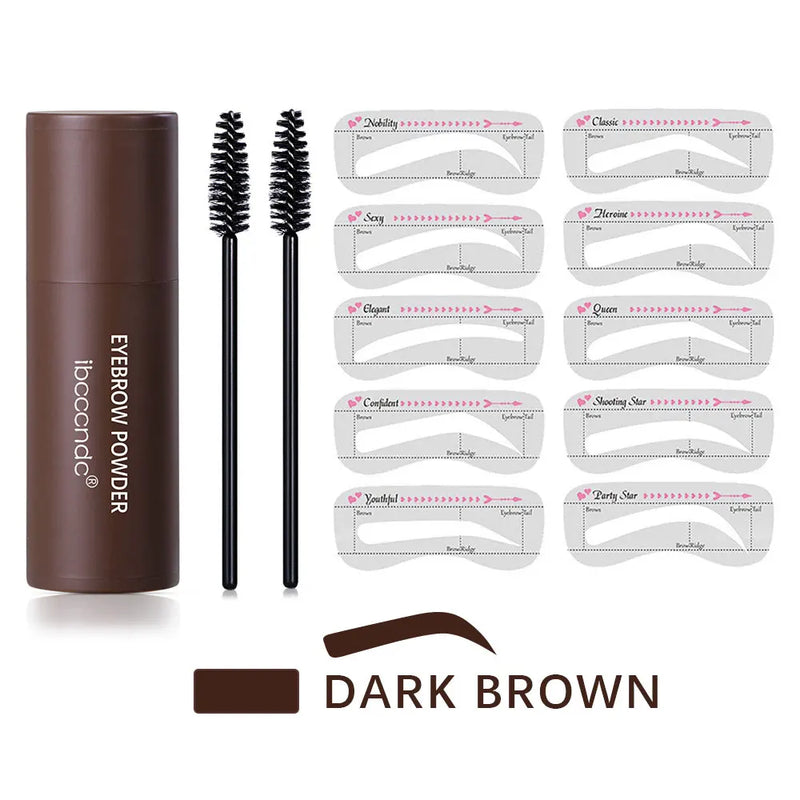 ibcccndc Eyebrow Stamp Kit with 10 Molds + 2 Brushes – 3 Colors, Waterproof, Long Lasting, Natural Filling