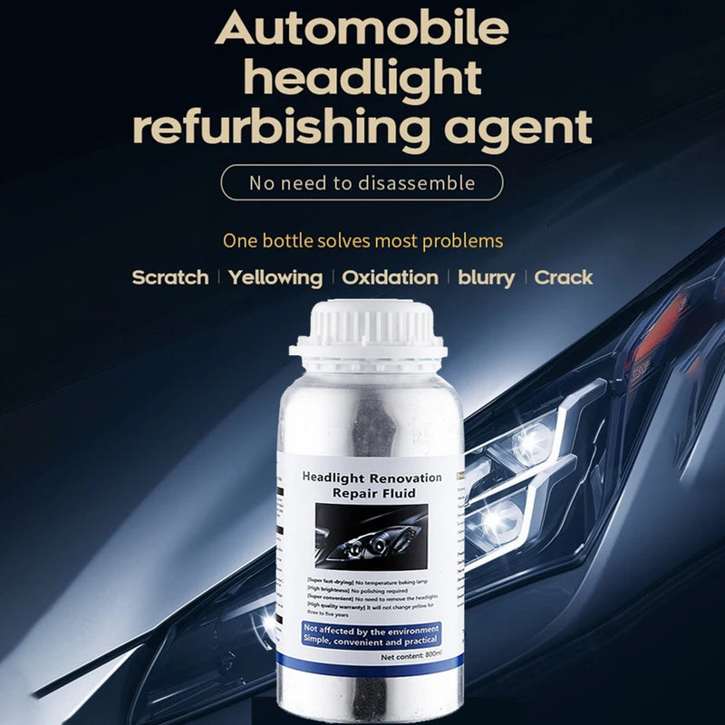 Car Headlight Restoration Kit with Chemical Polishing – Automotive Tool with Repair Fluid and Accessories