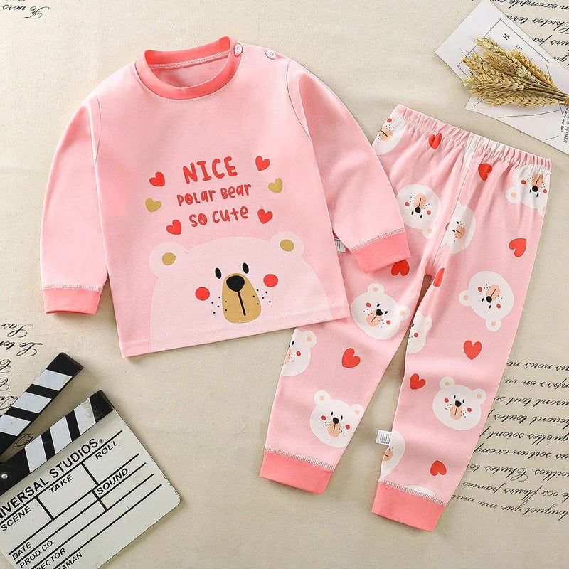 Conjunto Infantil de Algodão – Roupas de Inverno e Outono | Meninos e Meninas | Pijama ou Roupa de Dormir | Presente de Natal