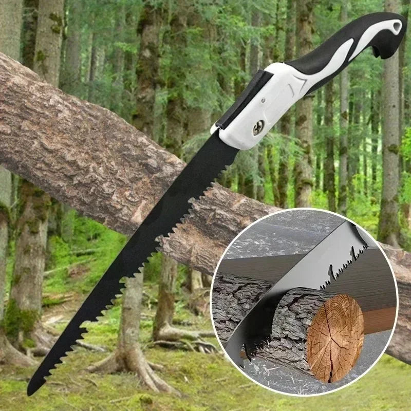 Scie pliante à main à trois faces | Coupe rapide | Portable et antirouille | Jardin, Bois, Camping, Travaux | Haute durabilité