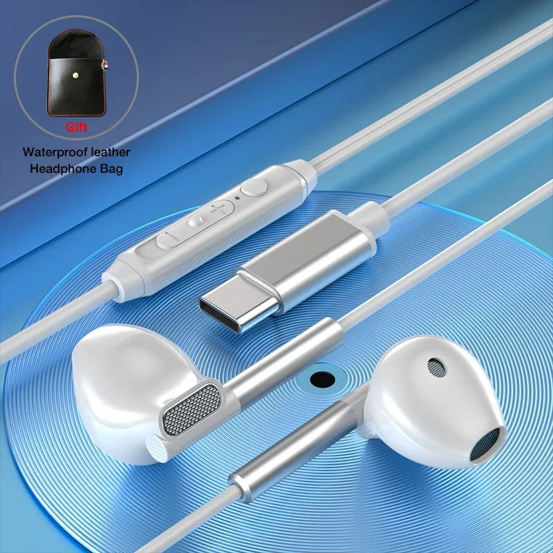 Fone Eardeco com Fio | Tipo-C ou 3.5mm | Microfone | Grave Potente | Hi-Fi Estéreo | Cancelamento de Ruído | Para Android, PC e Mais