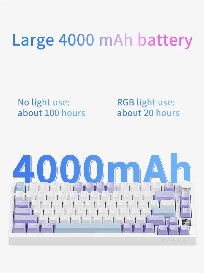 AJAZZ AK820 Pro Mechanical Gaming Keyboard | TFT Screen + Multifunctional Button | RGB | 2.4GHz, Bluetooth and USB Connection | Ideal for PC, Games and Office