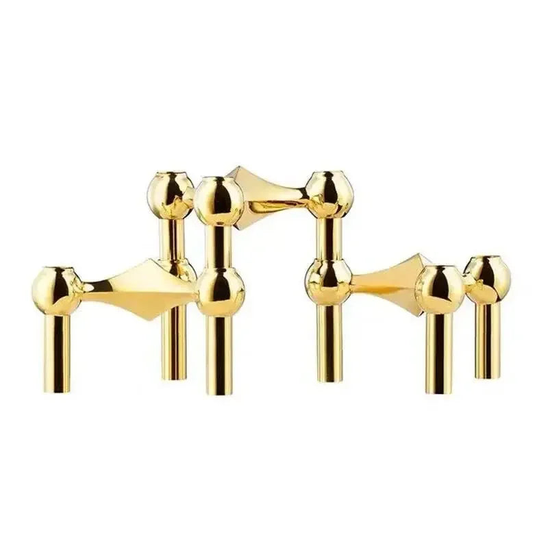 Castiçal Estrutura Molecular em Metal – Design Nórdico Prateado para Sala, Presente e Decoração Moderna