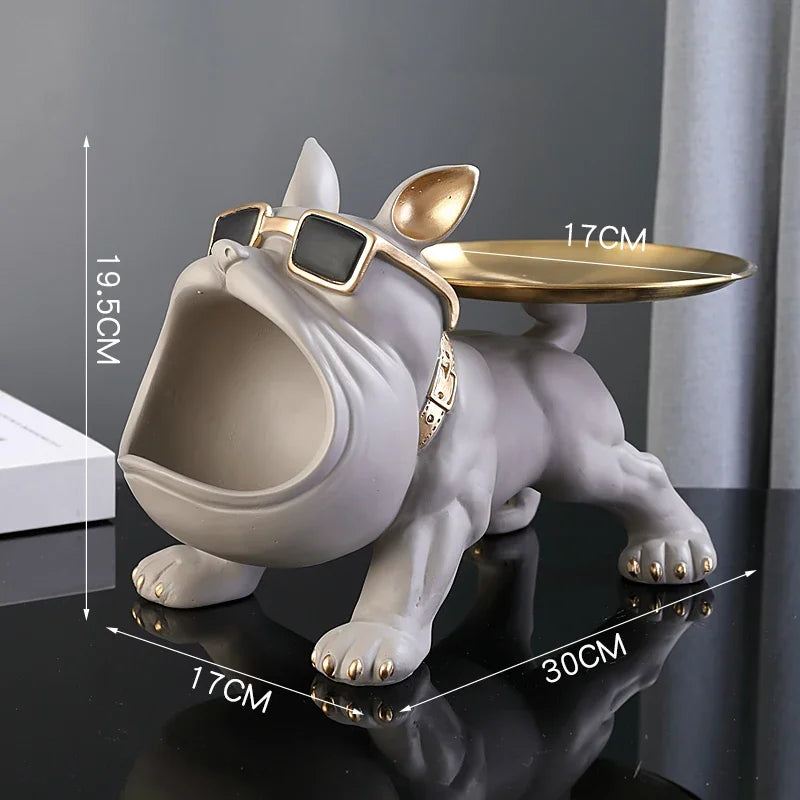 Caixa de Armazenamento Decorativa em Formato de Cachorro – Resina Durável 30cm