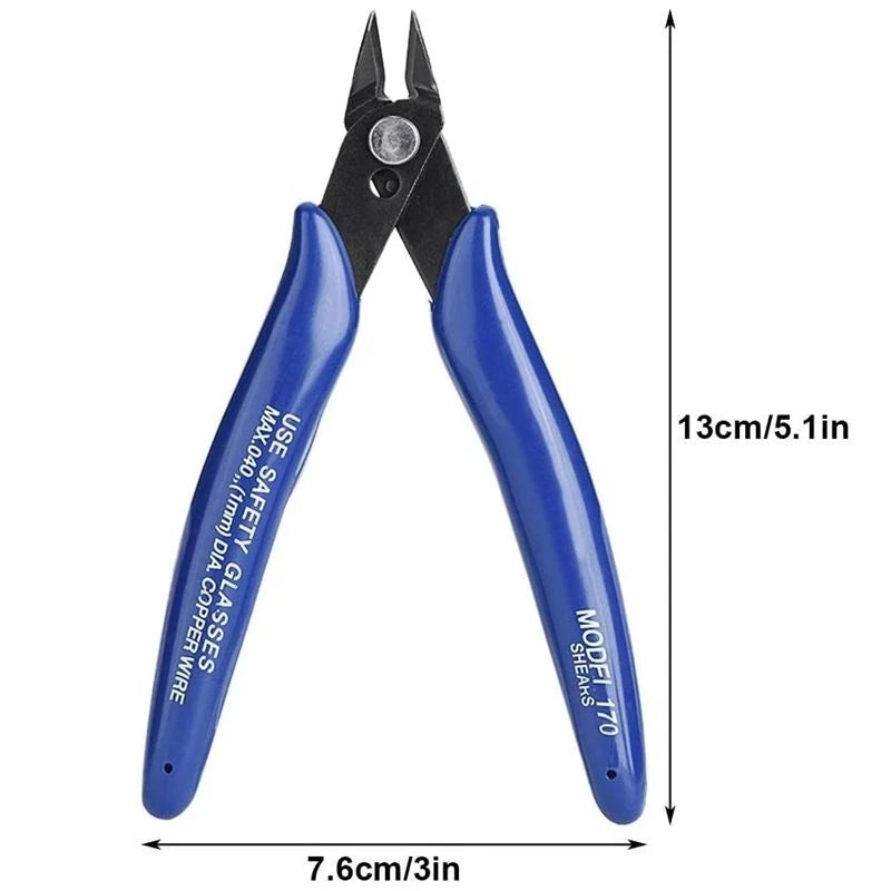 Alicate de Corte Lateral PLATO 170 – Mini Ferramenta de Precisão para Fios, DIY e Eletrônica (Azul)