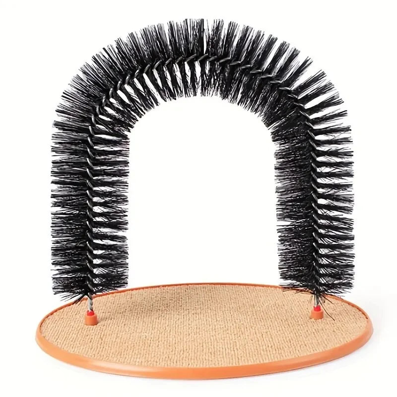 Brinquedo Arco Massageador para Gatos – Escova de Autoescovação com Base Arranhador | Interativo e Antiestresse