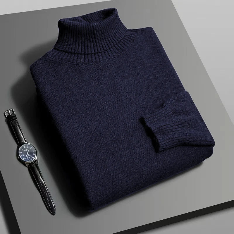 Pull col roulé coupe slim pour homme – Tricot de qualité supérieure, anti-boulochage, manches longues | Style streetwear décontracté