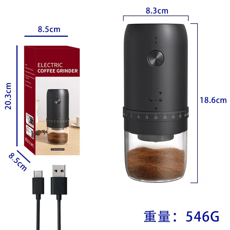 Moedor de Café Elétrico USB Portátil – 40 Níveis de Moagem, Recarregável