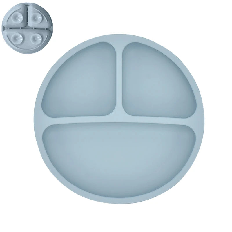Ensemble en silicone pour enfants : assiette, cuillère à riz et bol avec ventouse et design amusant