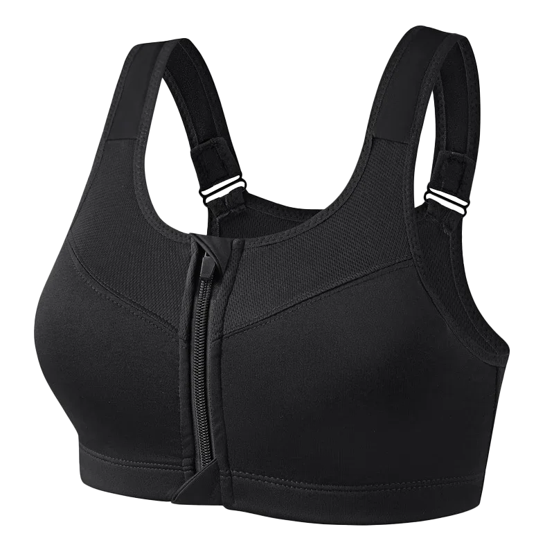 Soutien-gorge de sport pour femme avec fermeture éclair sur le devant – Séchage rapide, maintien élevé et confort
