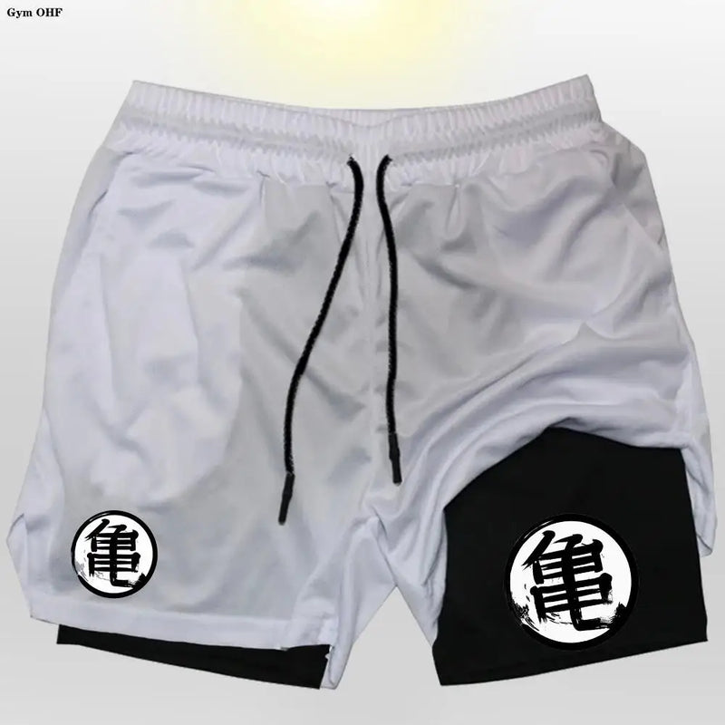Short Goku 2 en 1 pour homme – Entraînement, course et gym à séchage rapide