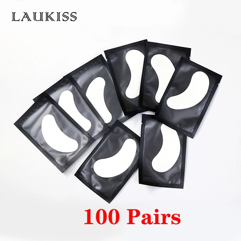 25/50/100 Pares Almofadas de Hidrogel para Cílios | LAUKISS | Sem Fiapos | Adesivo para Extensão de Cílios | Rosa Profissional