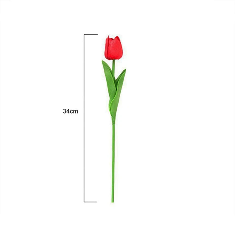 Buquê de Tulipas Artificiais em Silicone PU – 3 a 20 Peças, 34cm, Decoração de Casamento, Casa e Eventos