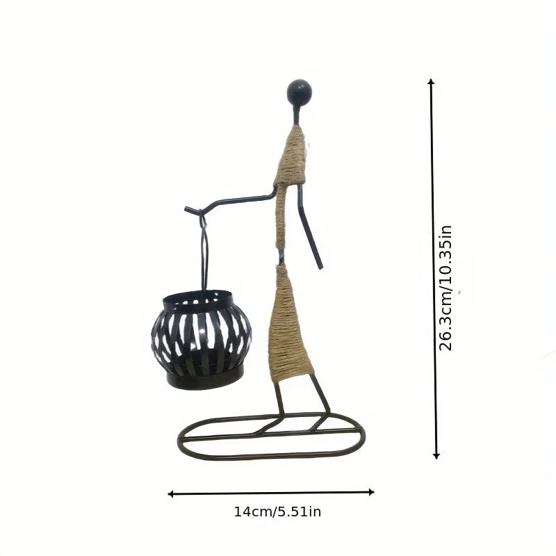 Castiçal Escultura Abstrata em Metal – Decoração Nórdica Moderna para Casa e Escritório