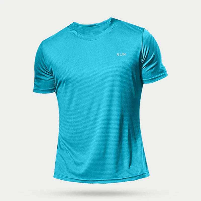 Camiseta Masculina Fitness Manga Curta – Secagem Rápida e Tecido Leve para Academia e Corrida