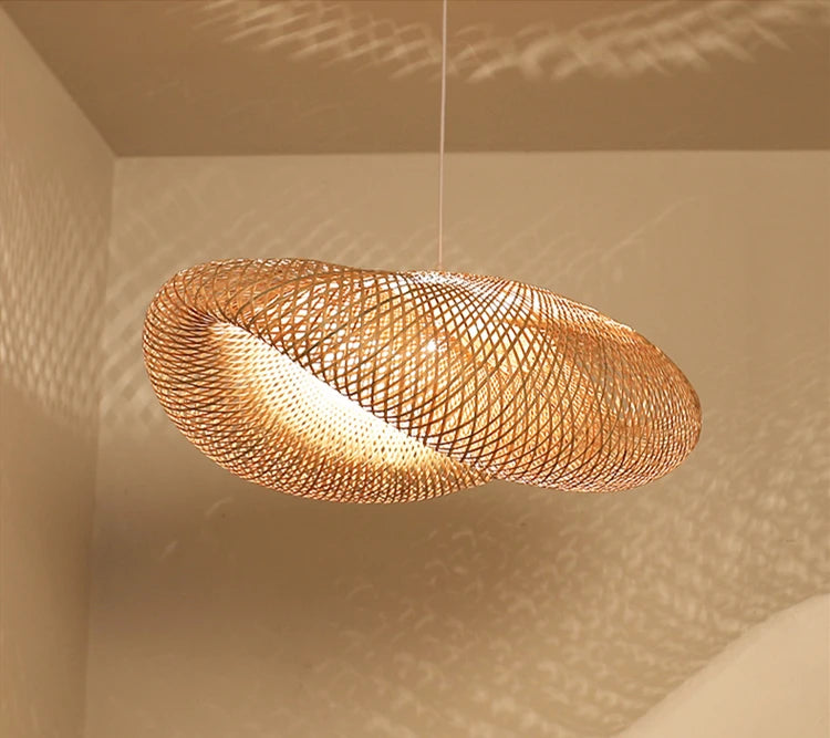 Lustre de Bambu Pendente Artesanal Natural para Sala Quarto Varanda