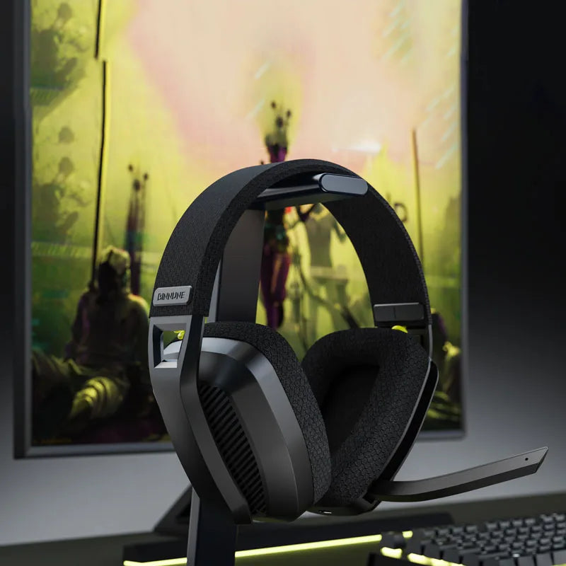 Fone de Ouvido Gamer BINNUNE | 2.4GHz Sem Fio + Bluetooth | Com Microfone para PS5, PS4, PC, Mac e Celular