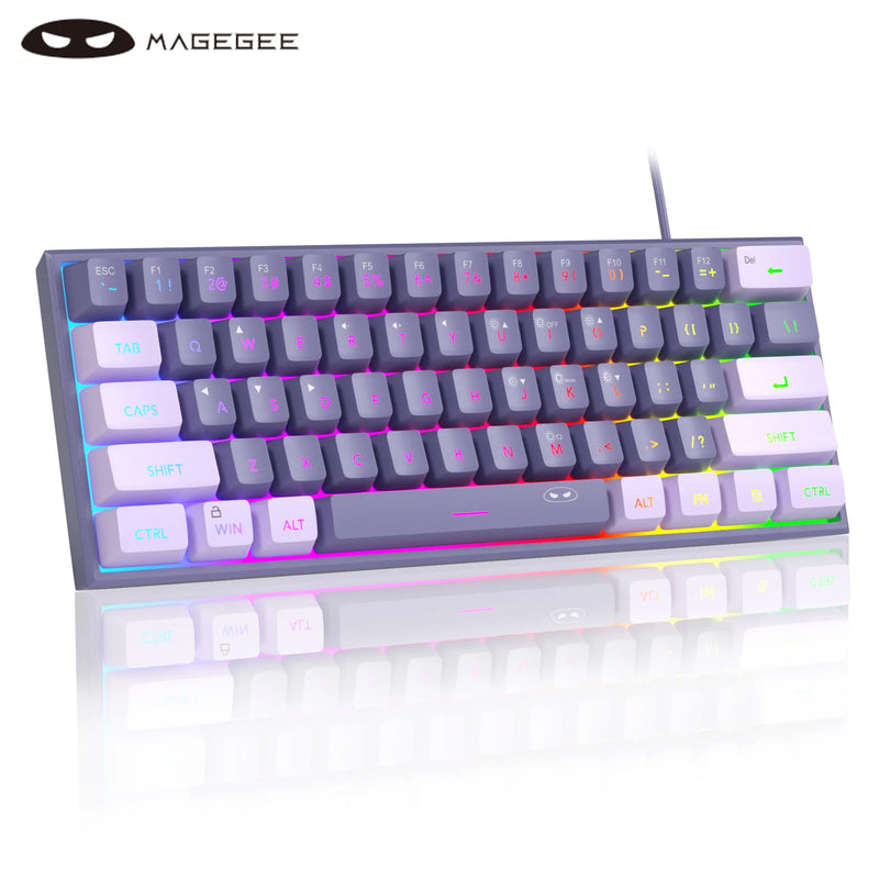 Clavier de jeu MageGee TS91 | 60 % Mini RVB | 61 touches | Sensation mécanique | Ergonomique et résistant à l'eau | Idéal pour les jeux et le bureau