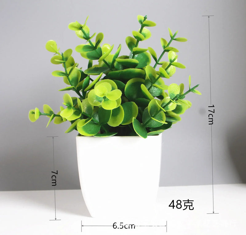 Bonsai Artificial Verde Eucalipto em Vaso – Planta Decorativa para Casa, Escritório e Jardim