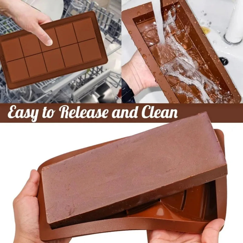 Molde de Silicone Quebrado para Barras de Chocolate e Cera – Fácil Liberação, Durável e Versátil
