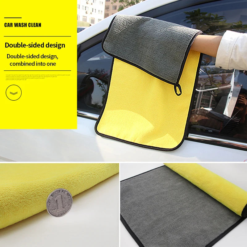 Serviette en microfibre Seametal 400 g/m² – Double face, haute absorption, séchage rapide, polaire corail pour lavage auto