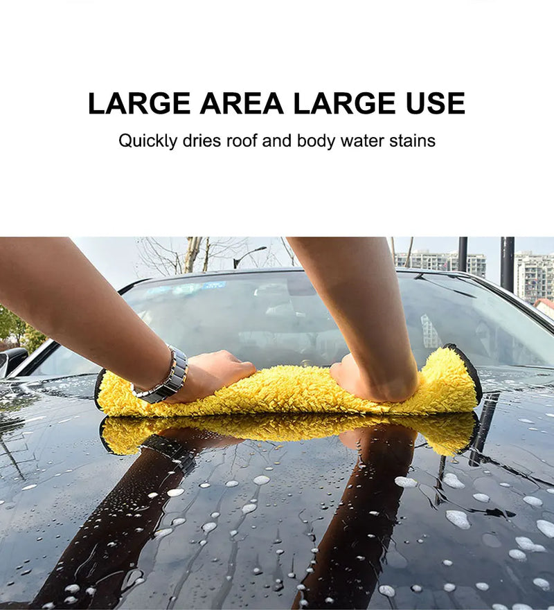 Serviette en microfibre Seametal 400 g/m² – Double face, haute absorption, séchage rapide, polaire corail pour lavage auto