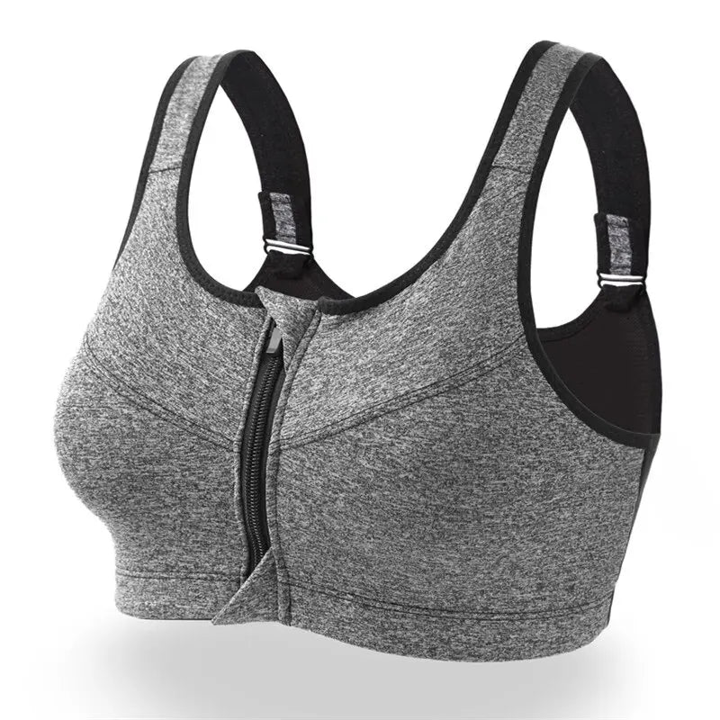Soutien-gorge de sport pour femme avec fermeture éclair sur le devant – Séchage rapide, maintien élevé et confort