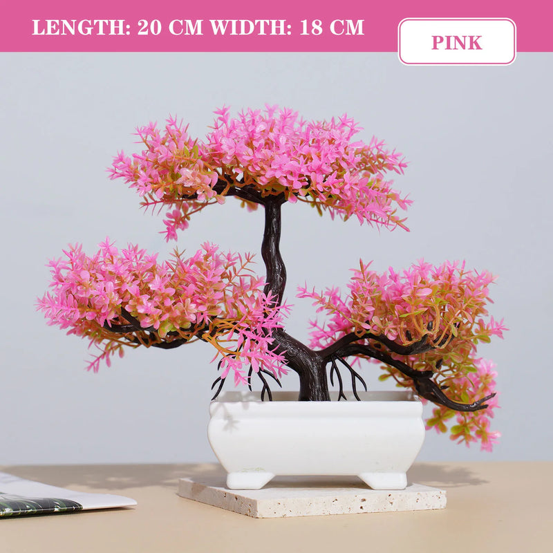 Bonsai Artificial Premium em Vaso | Mini Árvore Decorativa Realista | Flores Falsas para Mesa, Jardim, Escritório e Decoração de Interiores