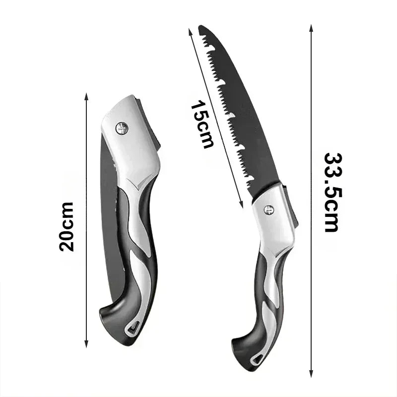 Scie pliante à main à trois faces | Coupe rapide | Portable et antirouille | Jardin, Bois, Camping, Travaux | Haute durabilité