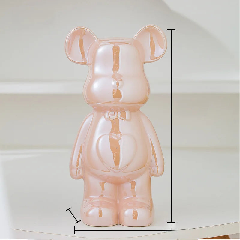 Escultura de Urso em Cerâmica Estilo Brick – Decoração Moderna para Quarto e Sala – 17/27 cm