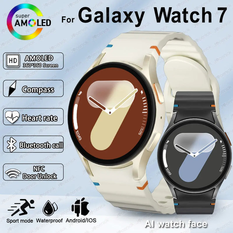 Montre connectée Galaxy Watch 7 – Écran AMOLED HD, boussole, fréquence cardiaque, appels Bluetooth, étanche 