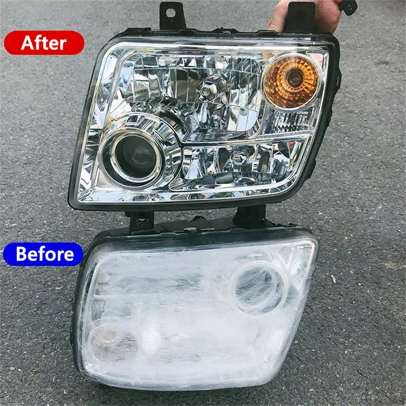Car Headlight Restoration Kit with Chemical Polishing – Automotive Tool with Repair Fluid and Accessories