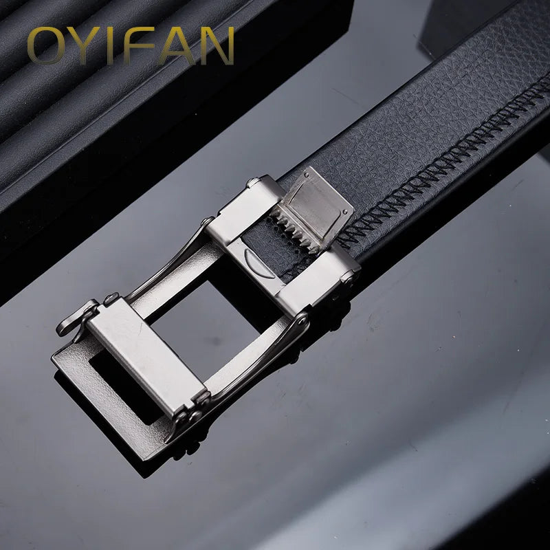 Cinto Masculino de Couro Legítimo com Fivela Metálica – Estilo Casual, Elegante e Durável | OYIFAN