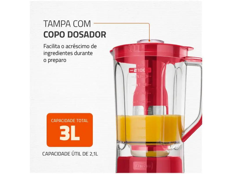 Liquidificador Mondial Turbo Inox 1200W – Copo 3L, 12 Velocidades e Filtro