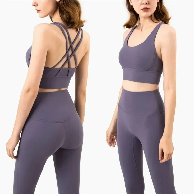 Conjunto Fitness Feminino com Legging e Top – Roupa de Academia para Ioga, Corrida e Musculação | Tecido Respirável, Cintura Alta e Suporte no Sutiã