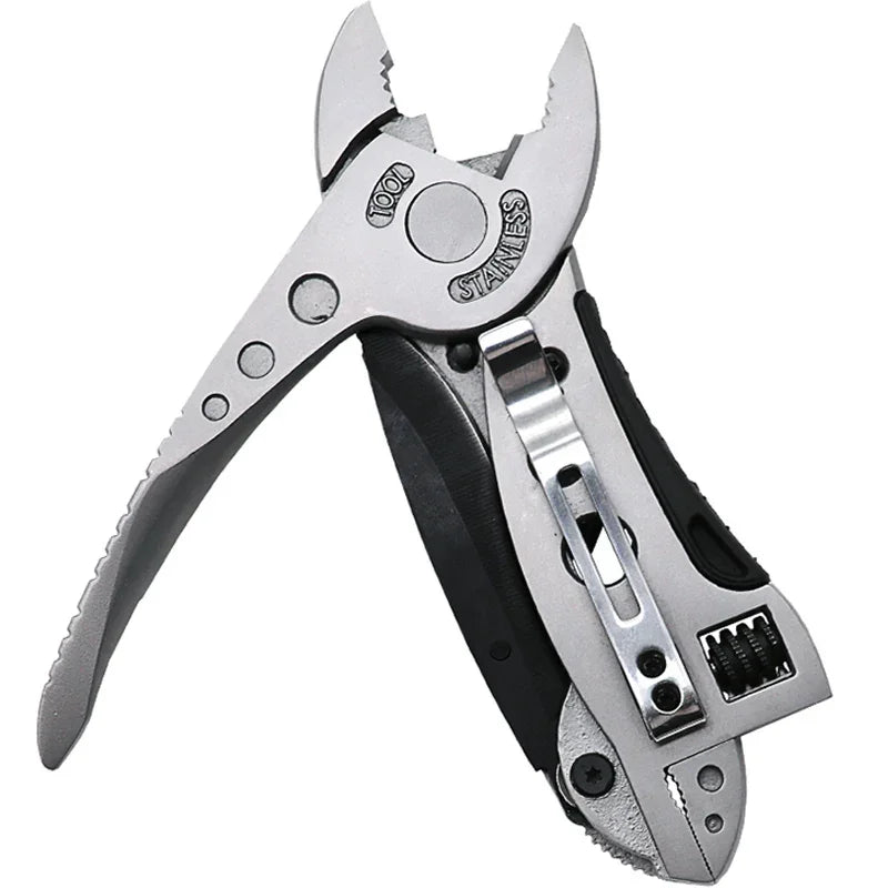 Multitool Alicate com Faca, Chave de Fenda, Serra, Chave Ajustável – 10 em 1 | Portátil e Dobrável | Sobrevivência e Camping