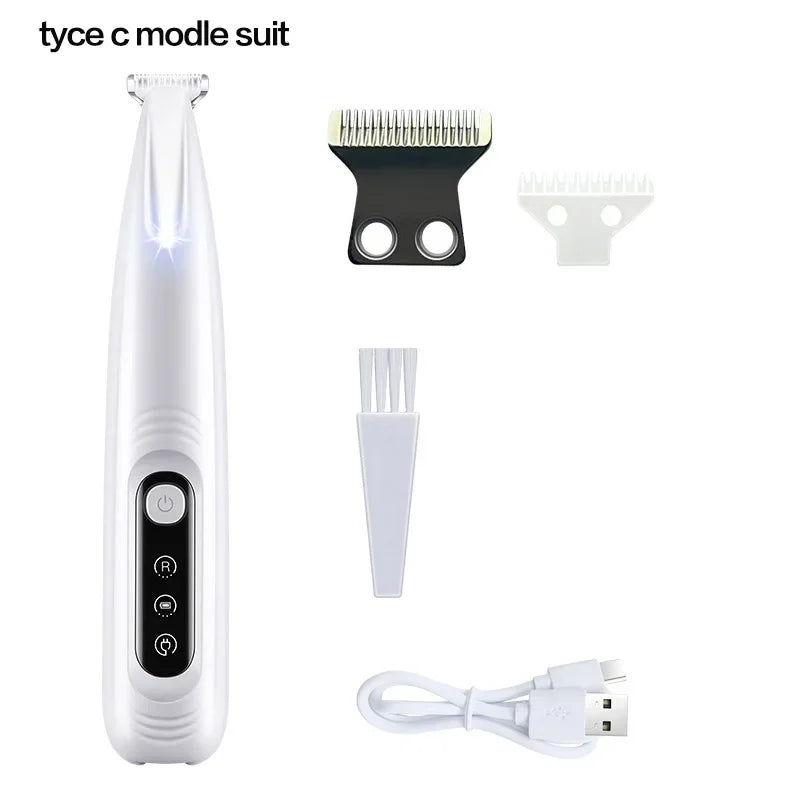 Aparador de Pelos para Patas com Luz LED – À Prova d’Água, Tela Digital e Lâmina Larga de 18mm – Ideal para Higiene Pet Profissional