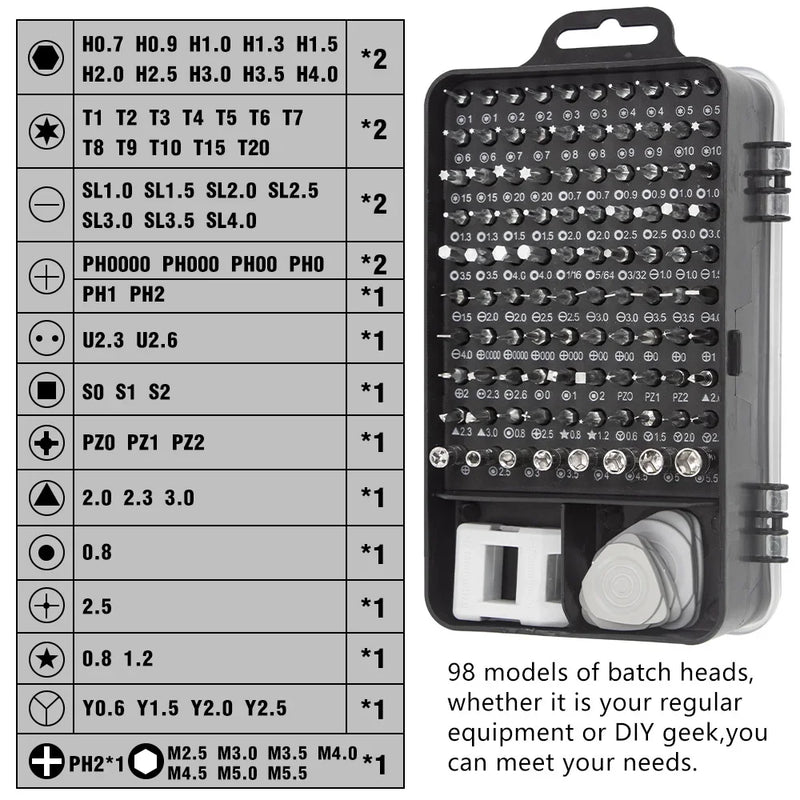 115 in 1 Precision Screwdriver Kit — Professional Set for Electronics Repair, PC, Cell Phone, Laptop, MacBook and More