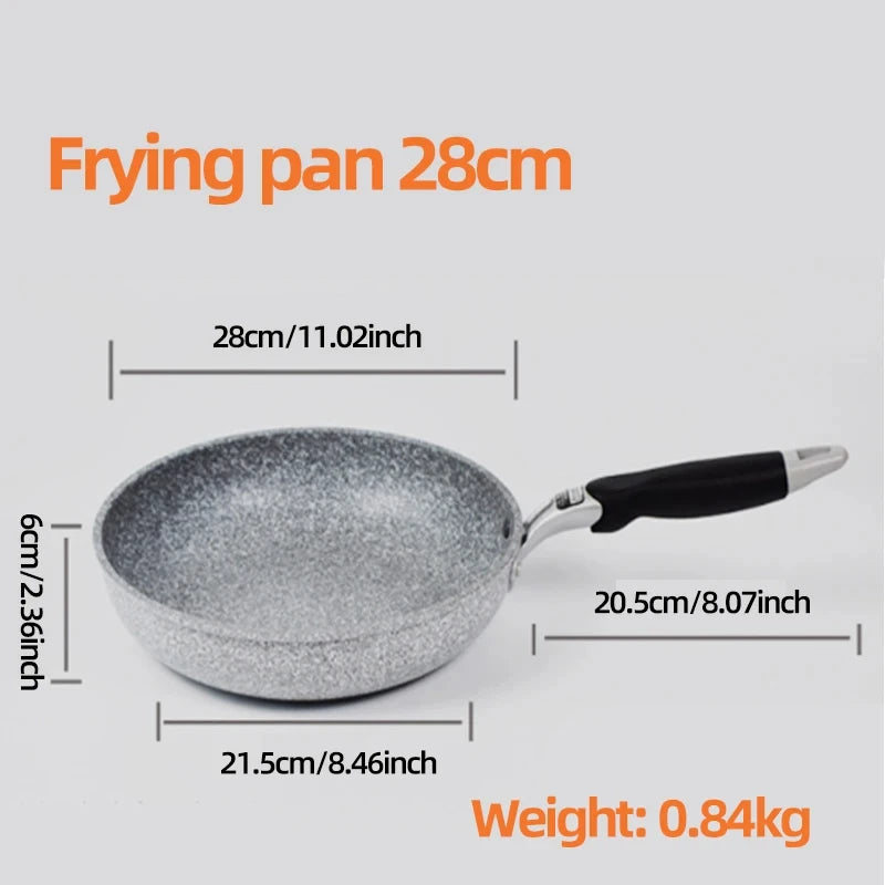 Frigideira Antiaderente de Pedra Durável – Ideal Para Fogão a Gás e Indução, 20cm a 28cm