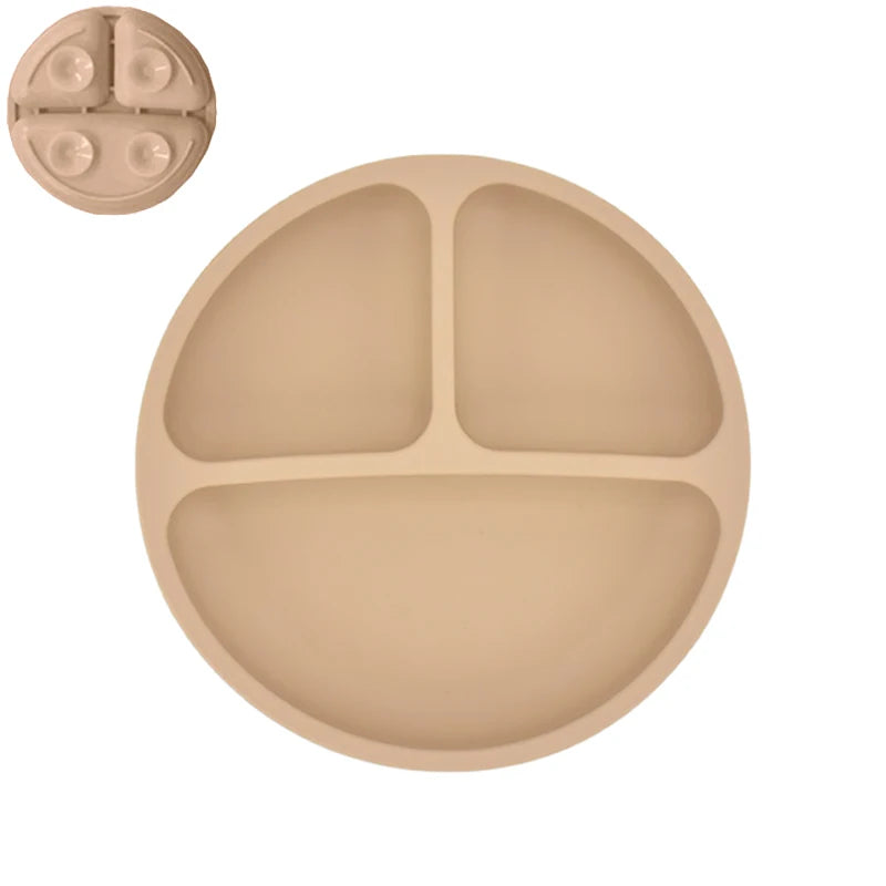 Ensemble en silicone pour enfants : assiette, cuillère à riz et bol avec ventouse et design amusant