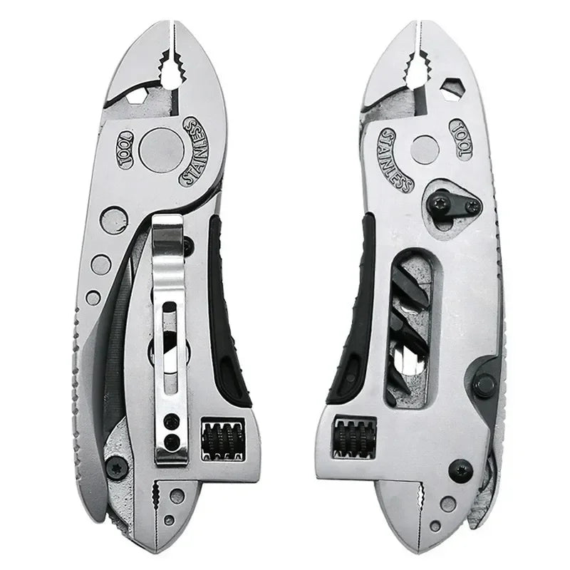 Multitool Alicate com Faca, Chave de Fenda, Serra, Chave Ajustável – 10 em 1 | Portátil e Dobrável | Sobrevivência e Camping