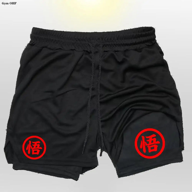 Short Goku 2 en 1 pour homme – Entraînement, course et gym à séchage rapide