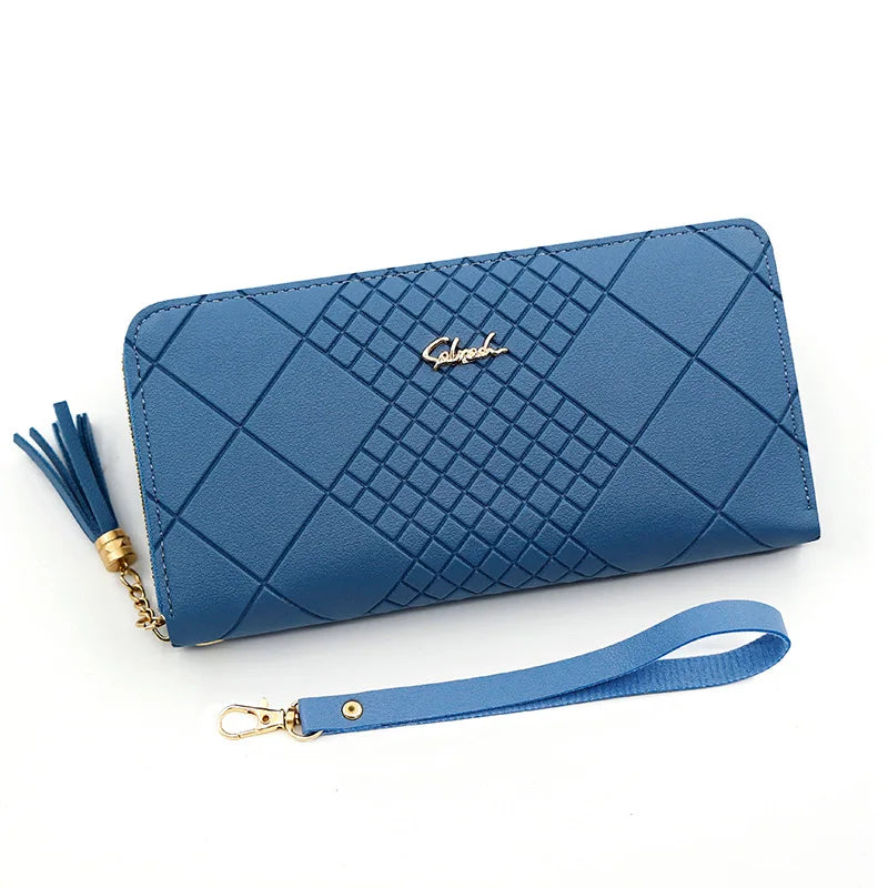 Carteira Feminina de Mão com Zíper – Porta-Cartões, Porta-Moedas e Celular | Grande Capacidade | Couro PU Elegante com Alça de Pulso