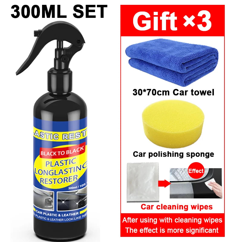 Restaurador de Plásticos e Couro para Carros | Brilho Preto Renovador | Limpeza, Polimento e Reparo Automotivo