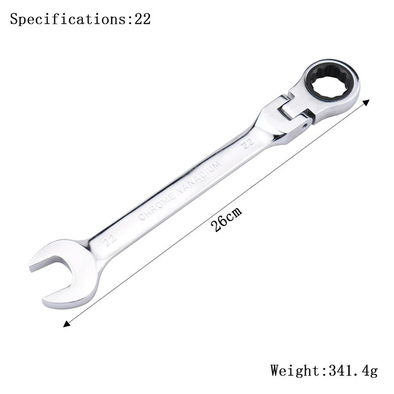 Chave de Catraca 72 Dentes com Cabeça Flexível, 6mm a 27mm, Ferramenta Manual de Alta Precisão para Reparo Automotivo e Doméstico, 1 Peça